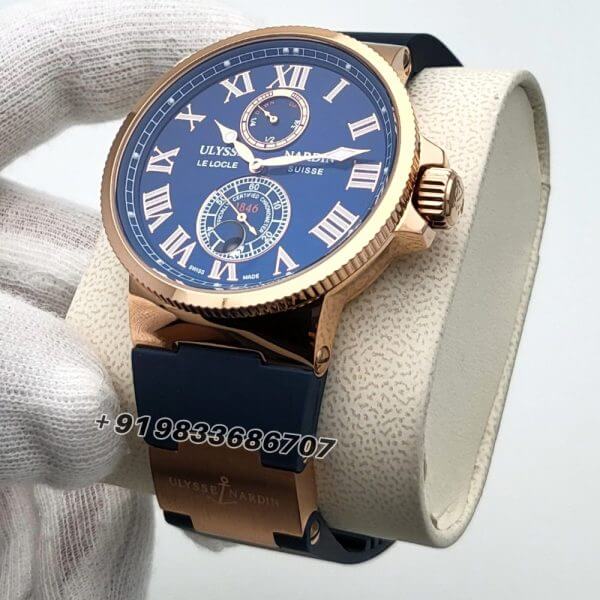 Ulysse Nardin Marine Torpilleur Rose Gold Blue Dial High Quality Swiss Automatic Watch