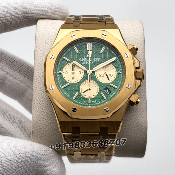 AudemarsPiguetRoyalOakChronographFullGold41mmGreenDialSuperHighQualityWatch_1