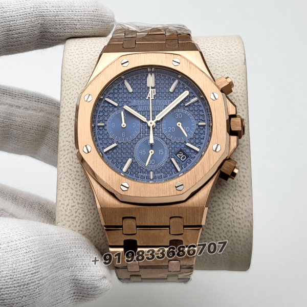 AudemarsPiguetRoyalOakChronographFullRoseGold41mmBlueDialSuperHighQualityWatch_1