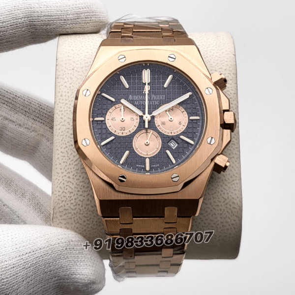 AudemarsPiguetRoyalOakChronographRoseGoldBlueDial41mmSuperHighQualityReplicaWatch_1