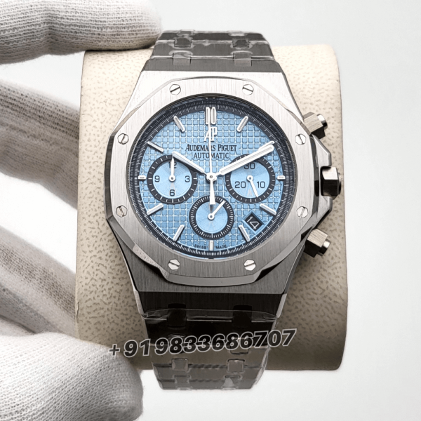 AudemarsPiguetRoyalOakChronographStainlessSteelSkyBlueDial41mmSuperHighQualityWatch_1