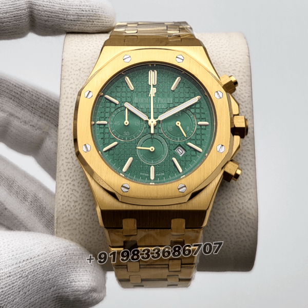 AudemarsPiguetRoyalOakChronographYellowGoldGreenDial41mmSuperHighQualityFirstCopyWatch_1