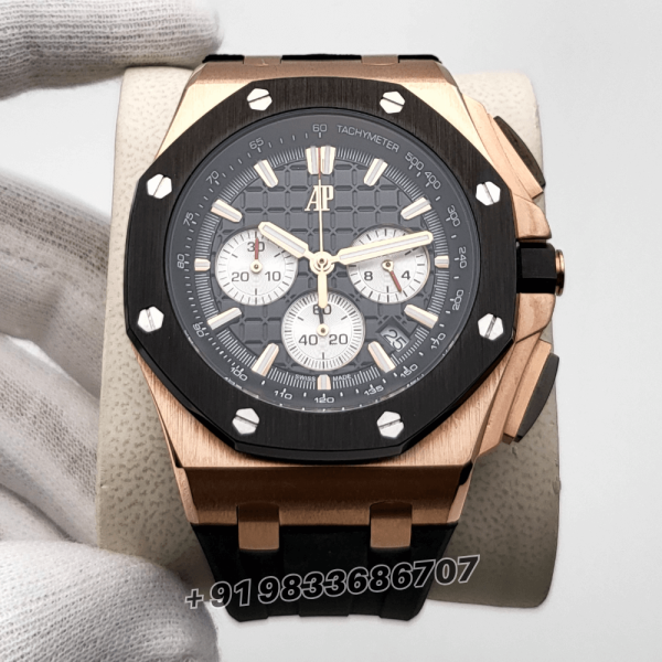 AudemarsPiguetRoyalOakOffshoreRoseGoldBlackDialSuperHighQualityChronographWatch_1