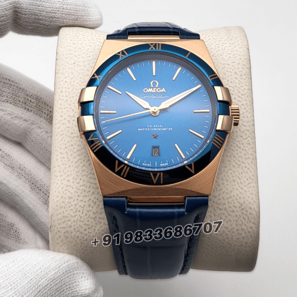 OmegaConstellationMasterChronometerRoseGoldBlueDialSuperHighQualitySwissAutomaticWatch_1