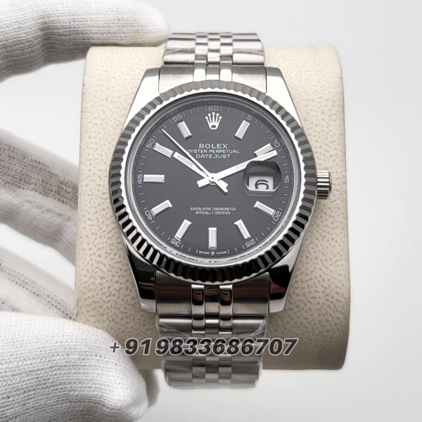 RolexDate-JustStickMarkerBlackDialSuperHighQualitySwissAutomaticWatch_1