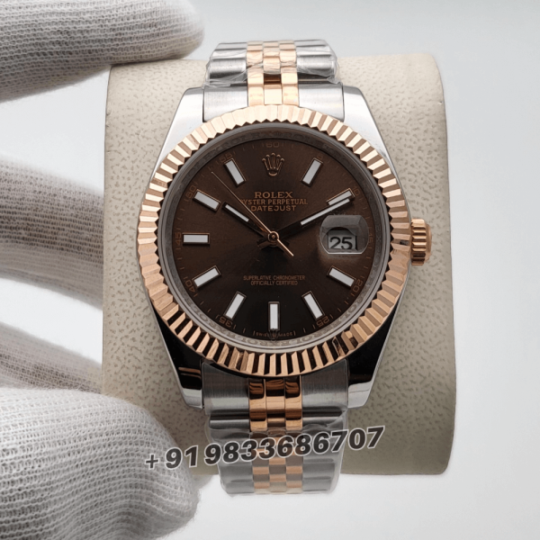 RolexDatejustDualToneChocolateDial41mmJubileeBraceletSuperHighQualitySwissAutomaticReplicaWatch_1