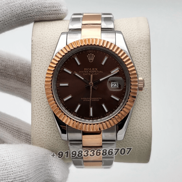 RolexDatejustDualToneChocolateDial41mmSuperHighQualitySwissAutomaticFirstCopyWatch_1