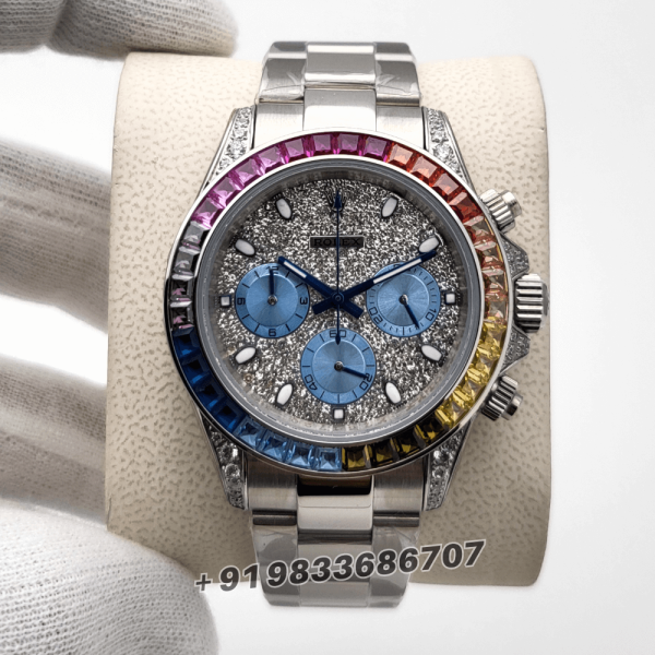 RolexDaytonaRainbowPaveDiamondsBezel40mmSuperHighQualitySwissAutomaticFirstCopyWatch_1