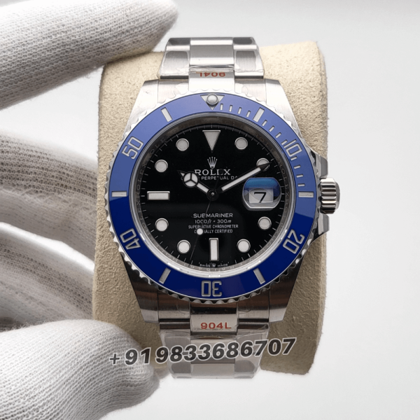 RolexSubmarinerDate18ctWhiteGoldBlueCeramicBezel41mmExact11TopQualityReplicaSuperCloneSwissETA3235AutomaticMovementWatch_1