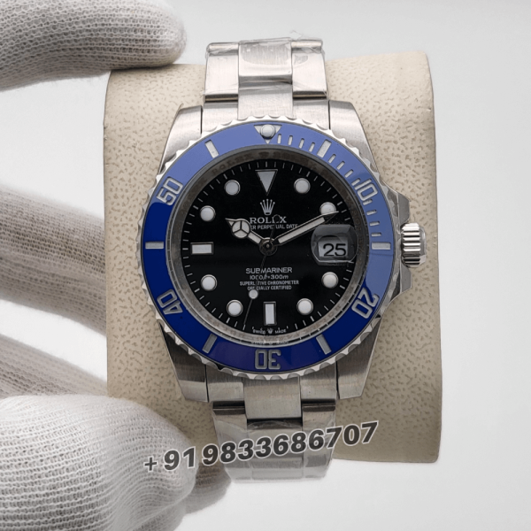 RolexSubmarinerDateBlueCeramicBezelBlackDial41mmSuperHighQualitySwissAutomaticReplicaWatch_1