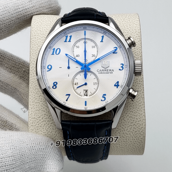 TagHeuerCarrera1887WhiteDialLeatherStrapHighQualityChronographWatch_1